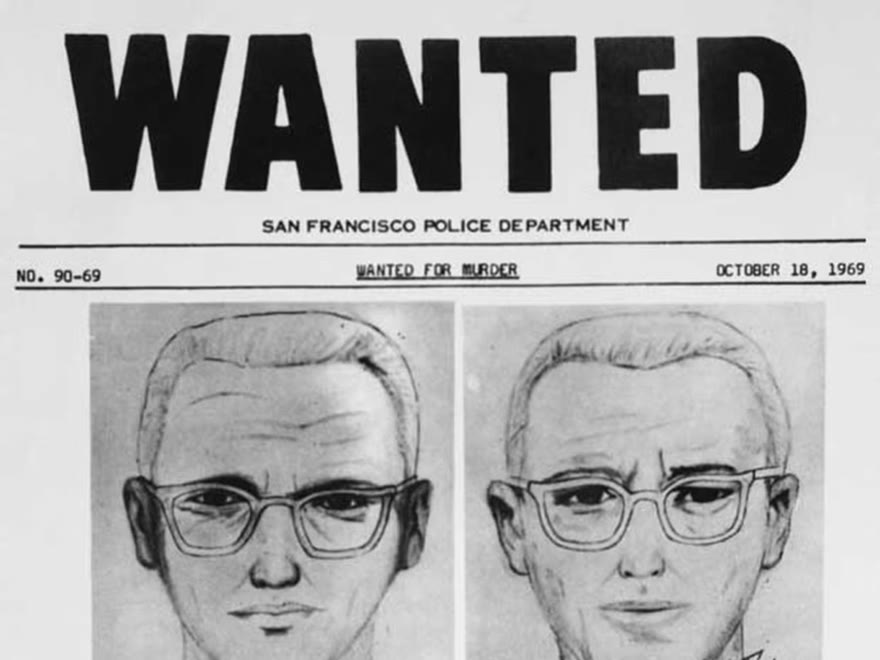 San Francisco Police Department wanted poster of October 18, 1969, with two composite sketches of the Zodiac suspect.